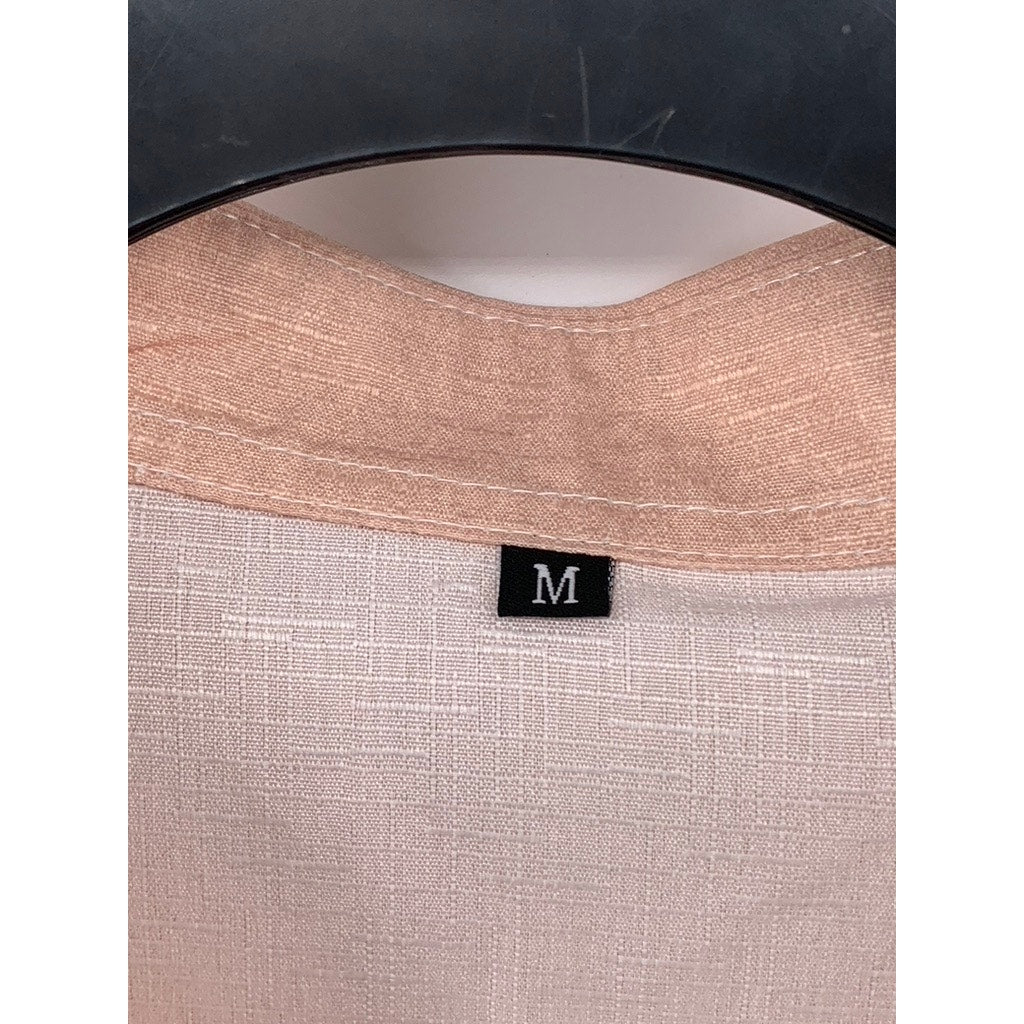 UNBRANDED Women's Salmon Pink Half-Button Long Sleeve Top SZ M