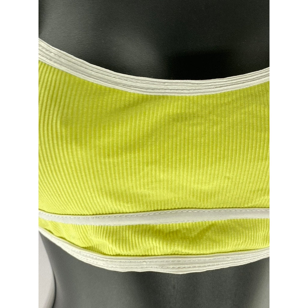 SHEIN Women's Yellow/White Ribbed Adjustable Strap Bralette SZ S