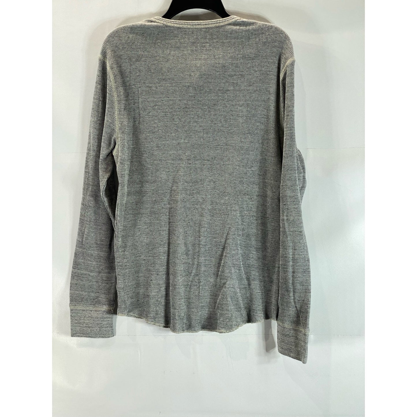 AMERICAN EAGLE OUTFITTERS Men's Gray Classic-Fit Thermal Henley Shirt SZ L