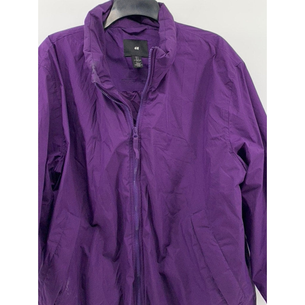 H&M Women's Dark Purple Zip-Up Windbreaker Jacket SZ L