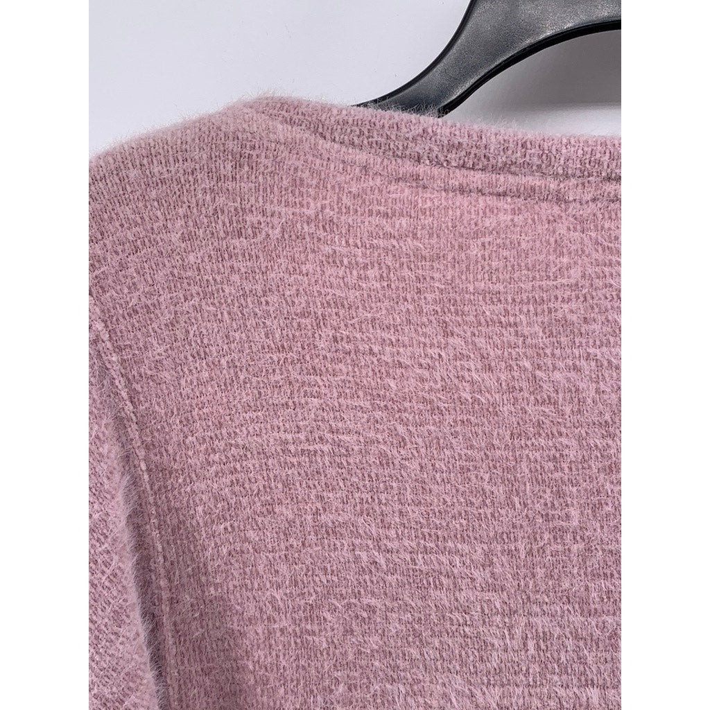 C&C CALIFORNIA Women's Pink Soft Knit V-Neck Sweater Top SZ XL