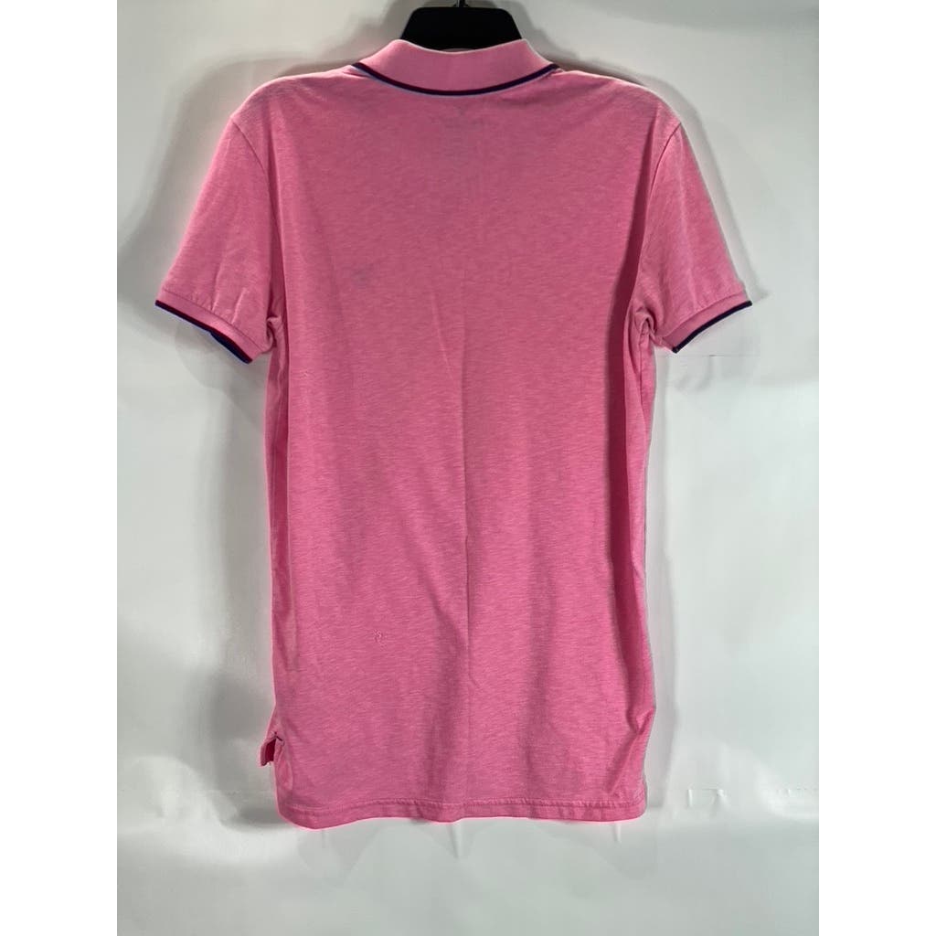 AMERICAN EAGLE OUTFITTERS Men's Pink Slim-Fit Pique Short Sleeve Polo Shirt SZ S