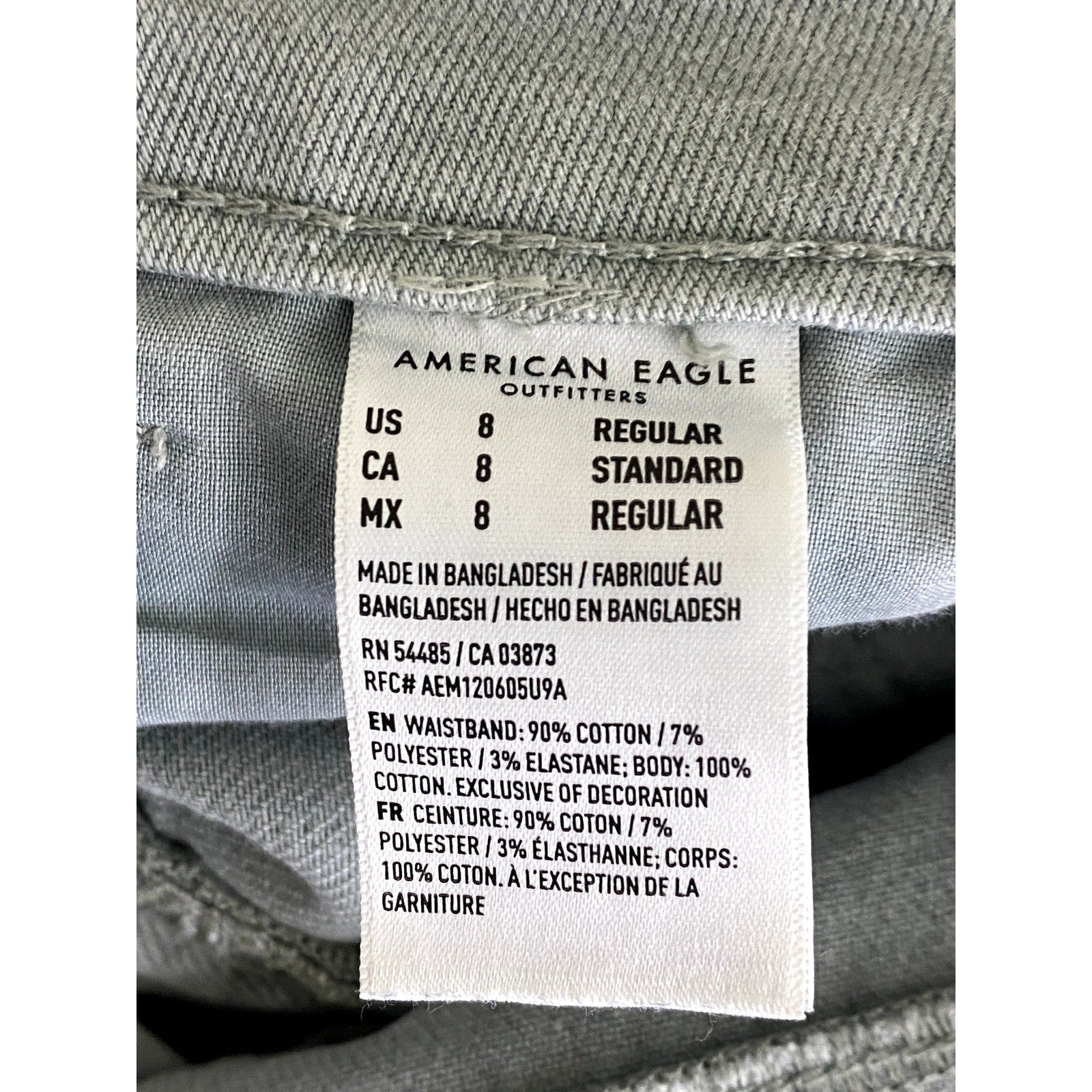 AMERICAN EAGLE Women's Green Distressed Regular-Fit Straight-Leg Denim Jean SZ 8