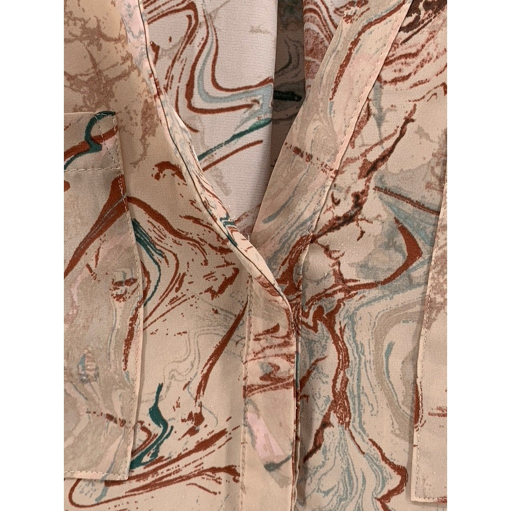 TORRID Women's Beige Printed Split Neck 3/4 Sleeve Top SZ 1(US1X)