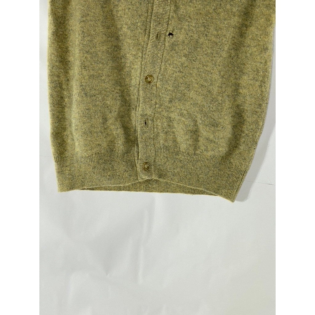 GERARD FORTIER Men’s Olive Green Wool-Blend V-Neck Button-Up Sweater Vest SZ2(S)