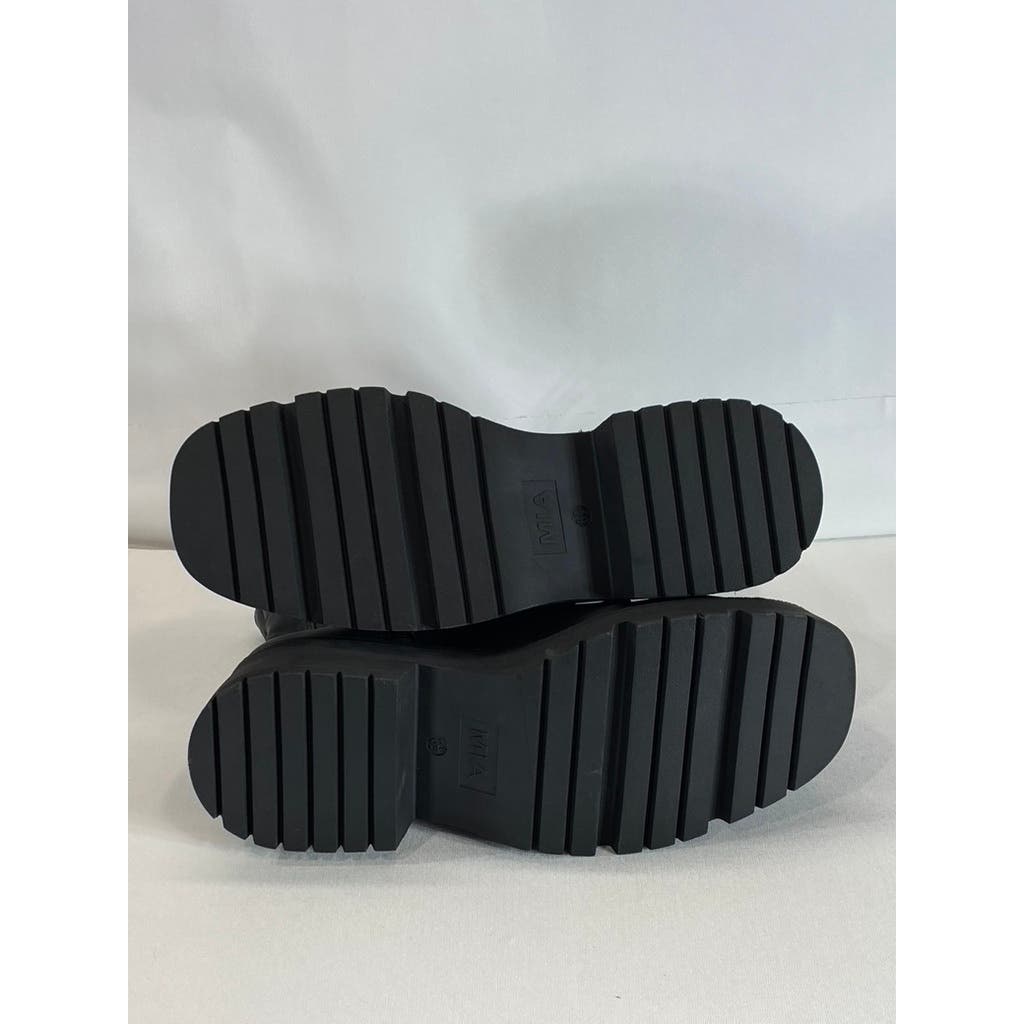 MIA Women's Black Faux-Leather Lilith LugSole Lace-Up Side-Zip Combat Boot SZ8.5