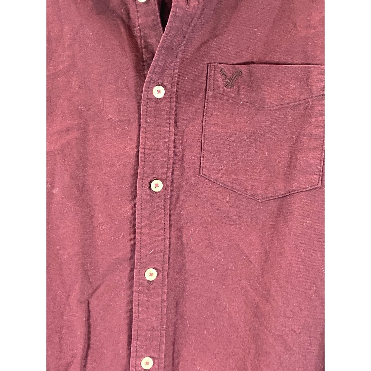 AMERICAN EAGLE Men's Burgundy Classic-Fit Button-Up Long Sleeve Shirt SZ M