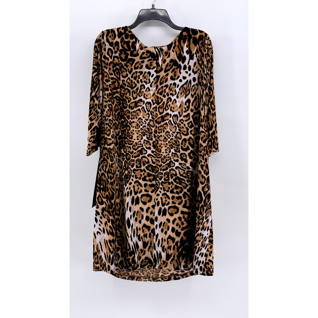 SHELBY & PALMER Women's Cheetah Print Side-Tie 3/4 Sleeve Dress SZ 18WP