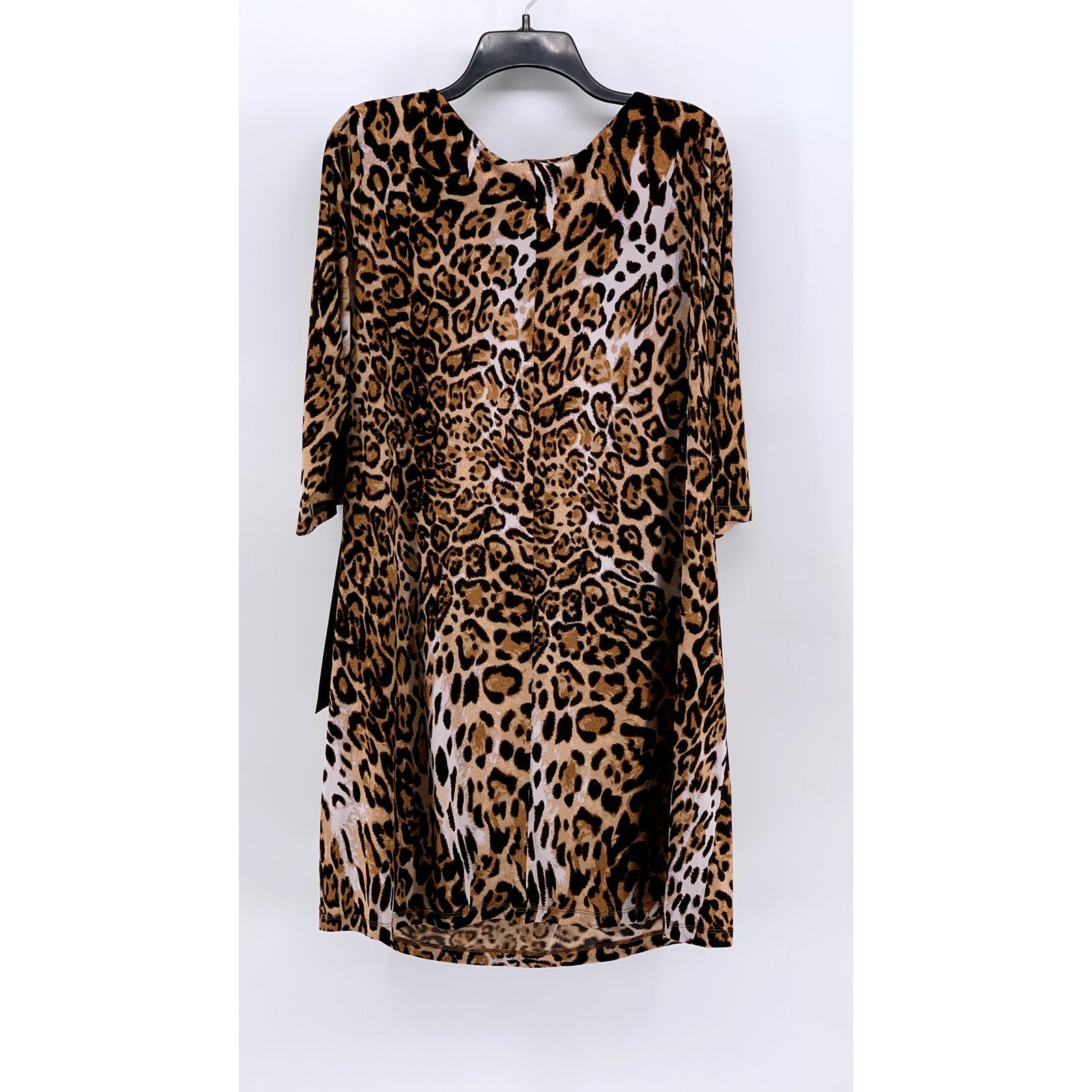SHELBY & PALMER Women's Cheetah Print Side-Tie 3/4 Sleeve Dress SZ 18WP