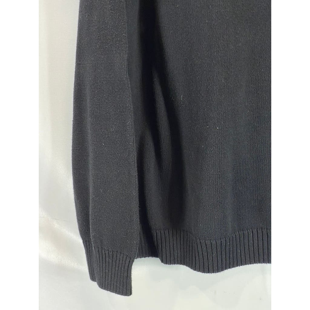 JOHN HENRY Men's Solid Black Ribbed Shoulder Quarter-Zip Pullover Sweater SZ XL