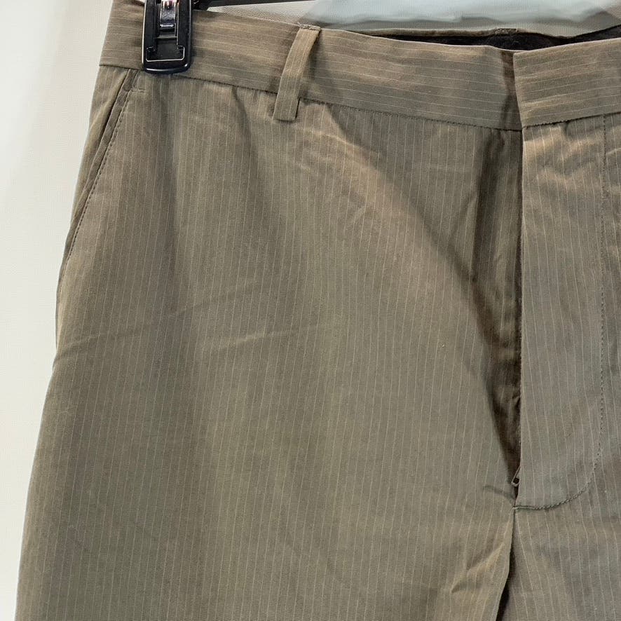 BANANA REPUBLIC Men's Brown Pinstripe Slim-Fit Non-Iron Flat Front Pant SZ 36X30