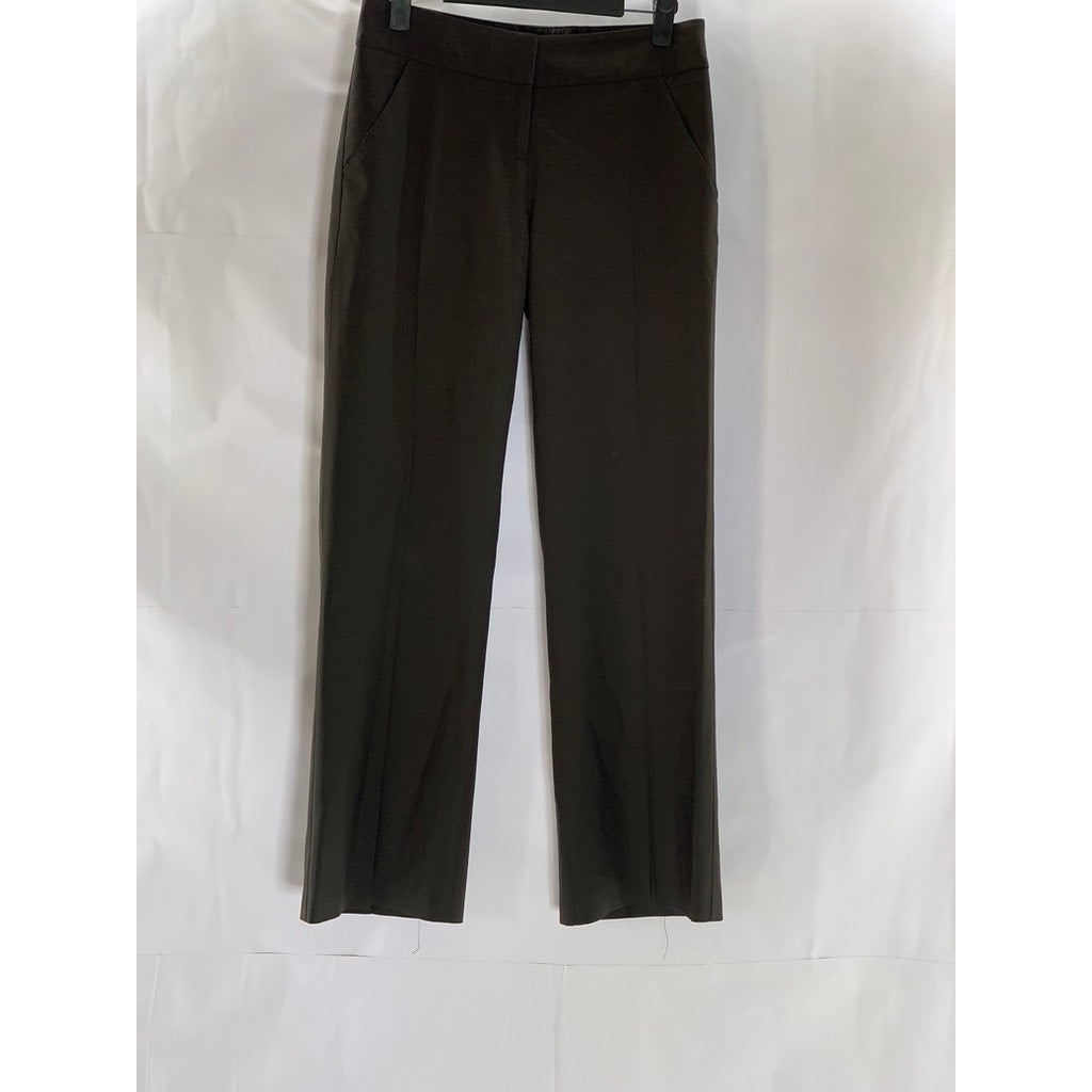 BEBE Women's Dark Brown Wool-Spandex Straight-Leg Dress Pant SZ 0