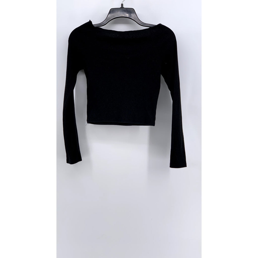 FASHION NOVA Women's Black Ribbed Boatneck Long Sleeve Top SZ M
