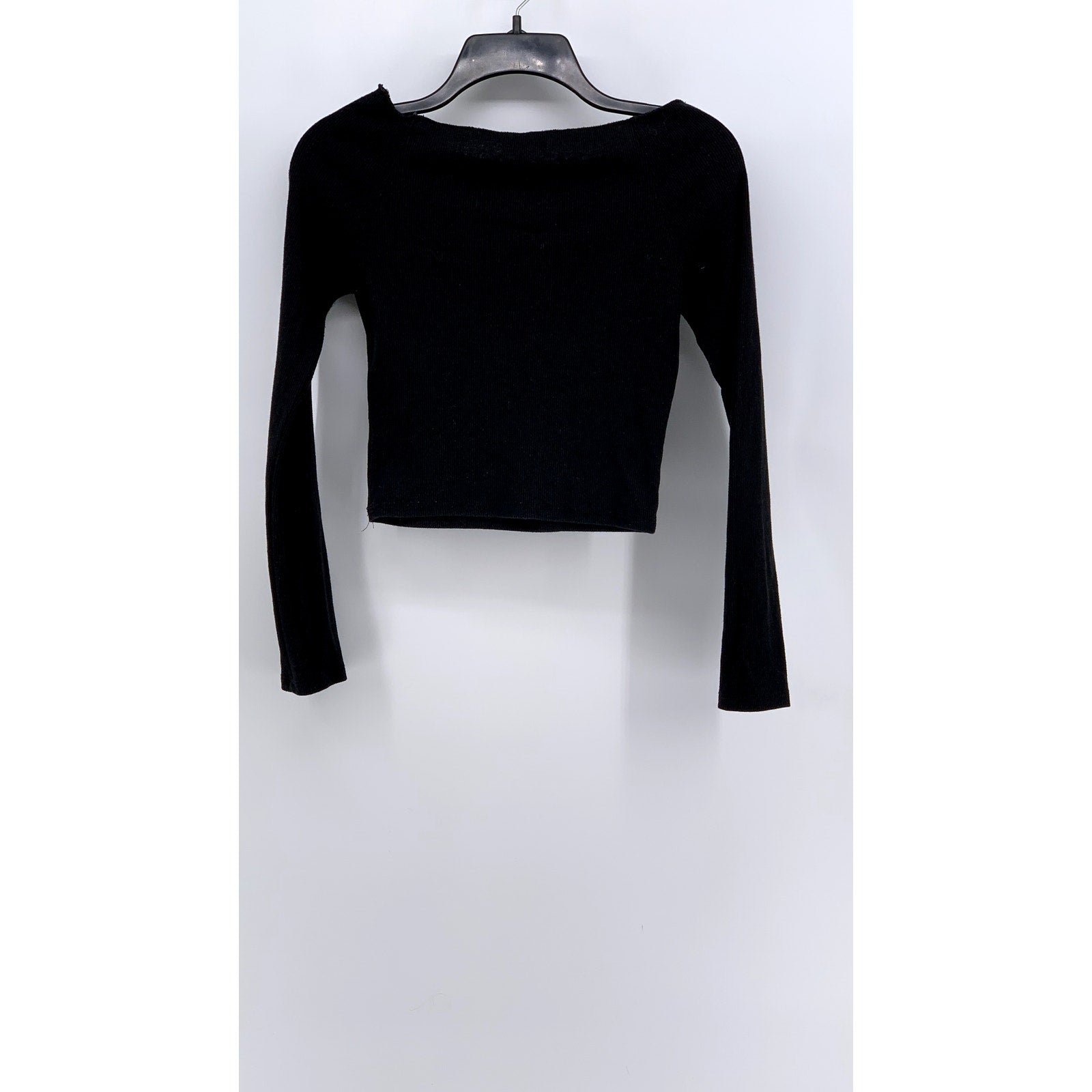 FASHION NOVA Women's Black Ribbed Boatneck Long Sleeve Top SZ M