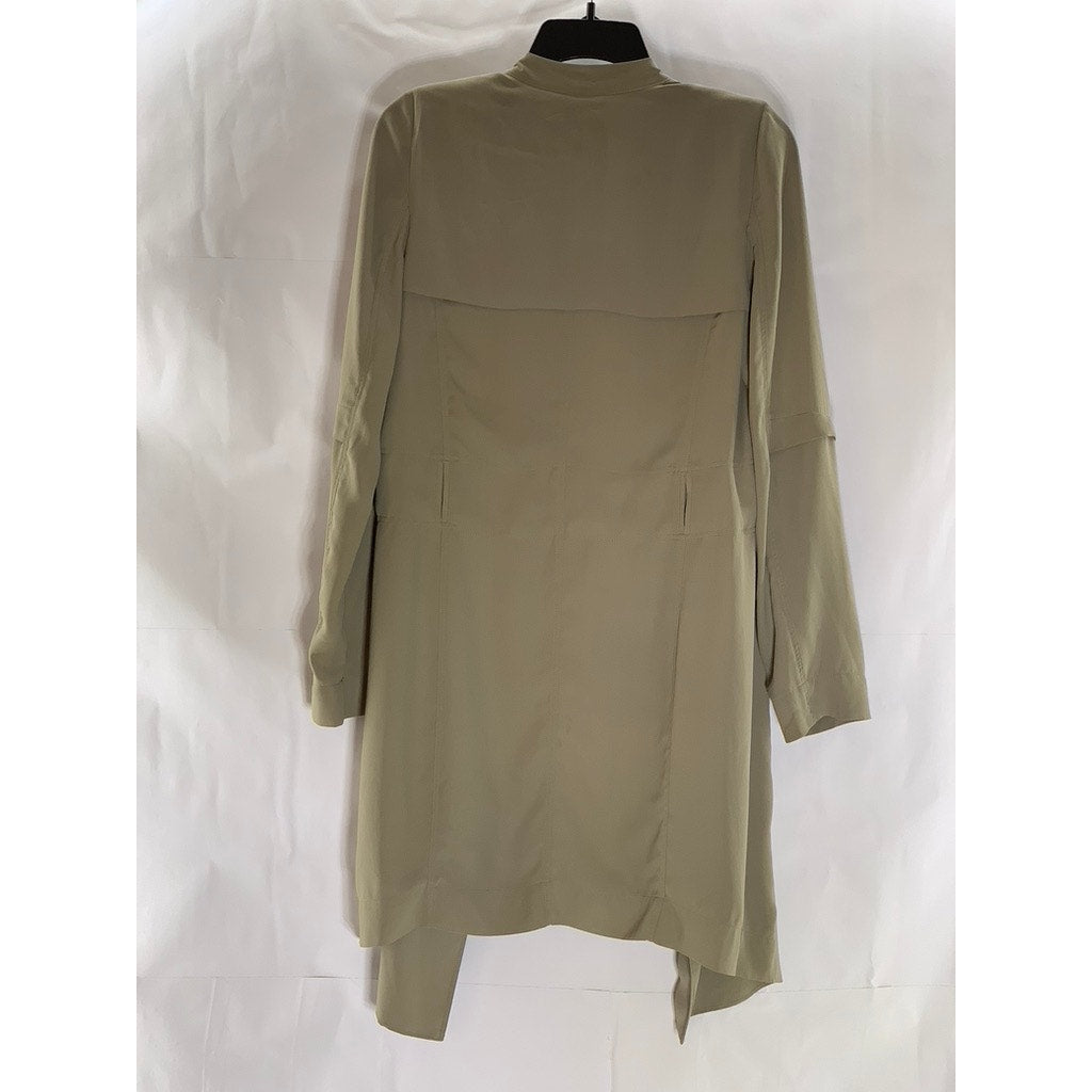 BABATON Women's Beige Open-Front Flowy Modern Belted Trench Coat SZ XXS