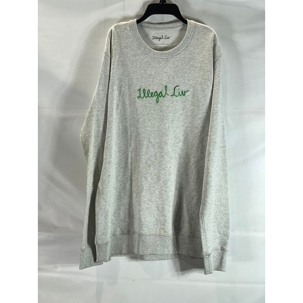 ILLEGAL CIVILIZATION Men's Grey Skateboard Crewneck Pullover Sweatshirt SZ XL