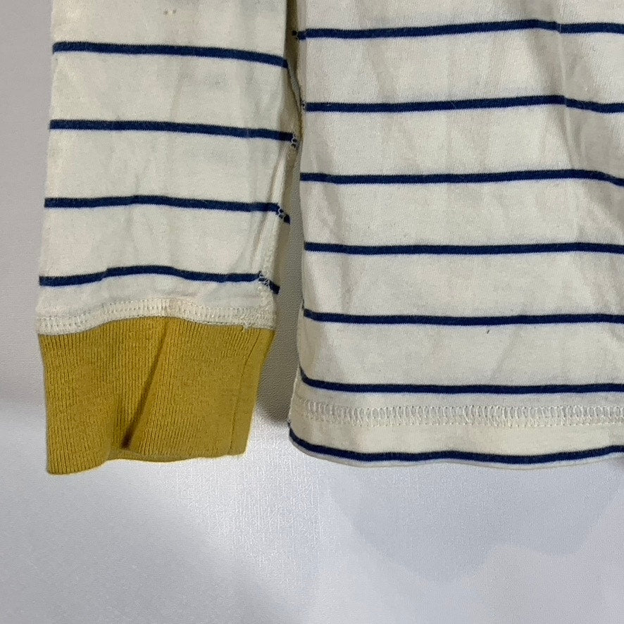 SLEEPY JONES Women's Cream/Navy Striped Crewneck Colorblock Pajama Top SZ XXS