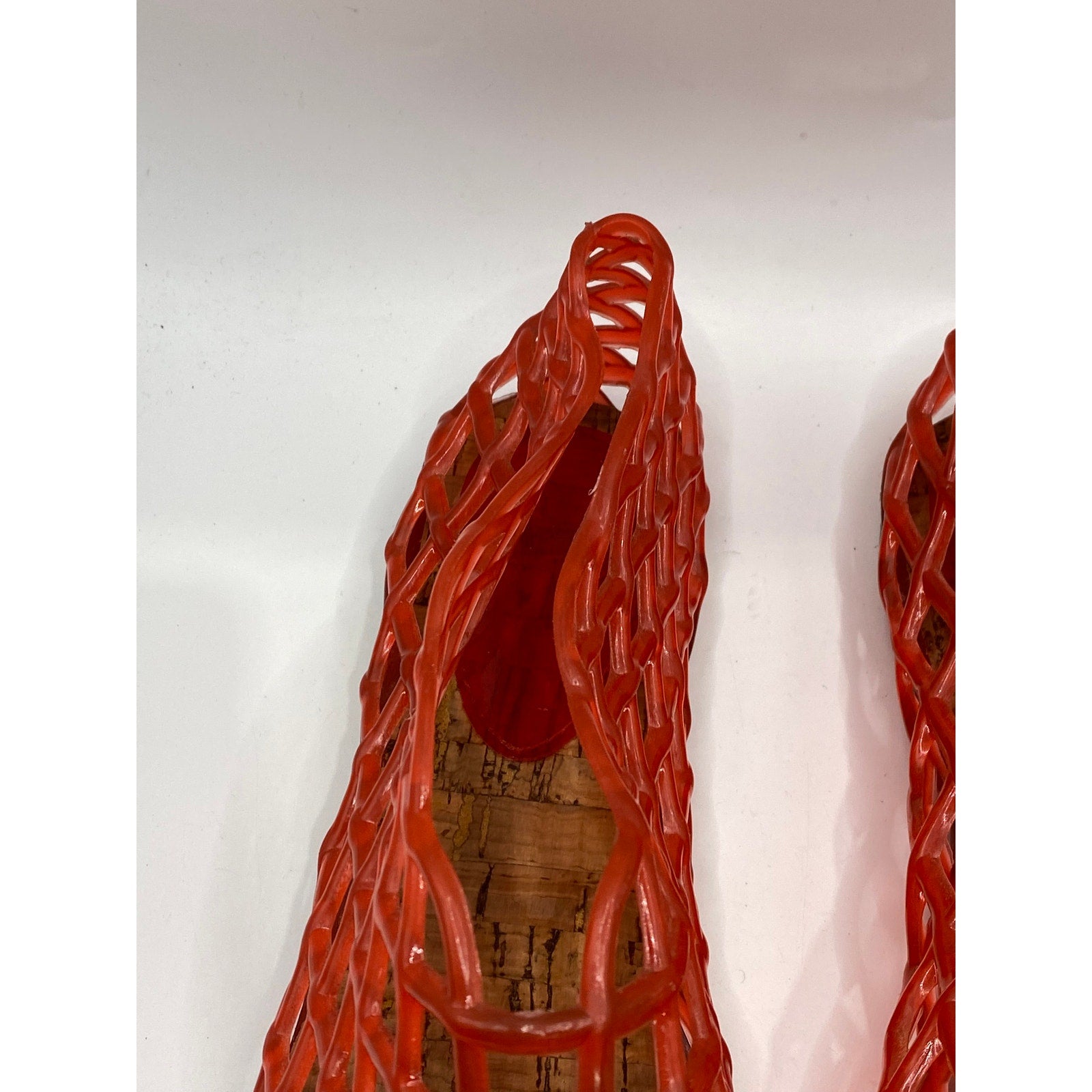 UNBRANDED Women's Red-Orange Jelly Fishnet Slip-On Flats SZ 9