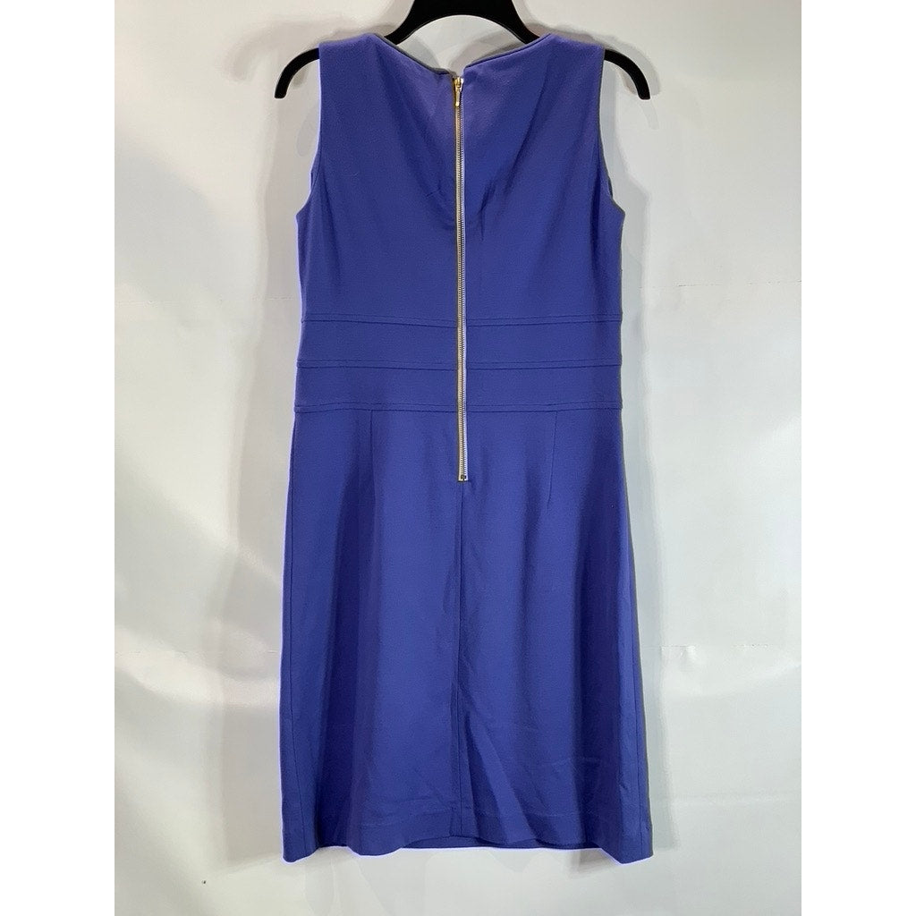 SARA CAMPBELL Women's Blue Round-Neck Sleeveless Knee-Length Sheath Dress SZ S