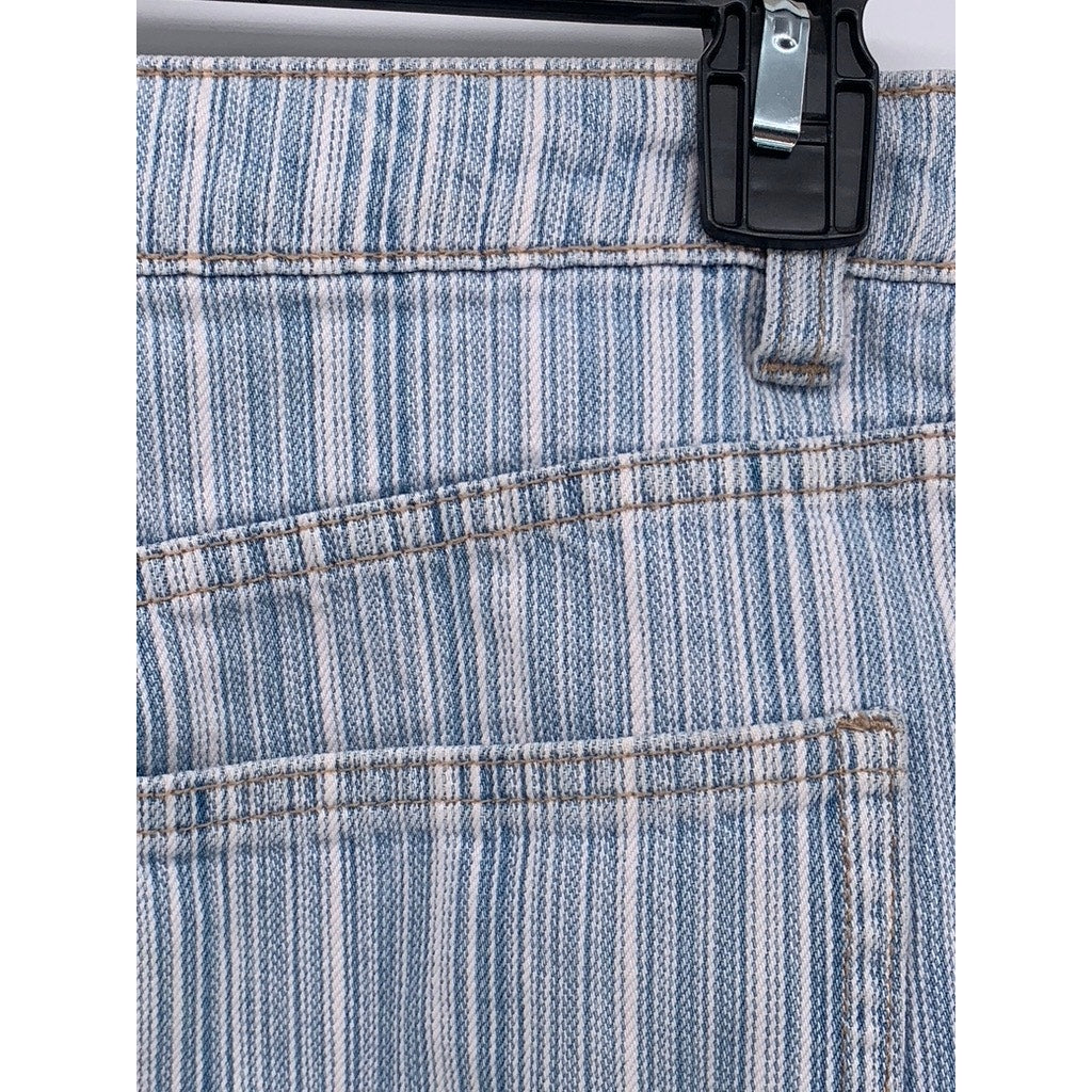 ZARA Women’s Blue-White Striped High-Rise Denim Casual Shorts SZ 27