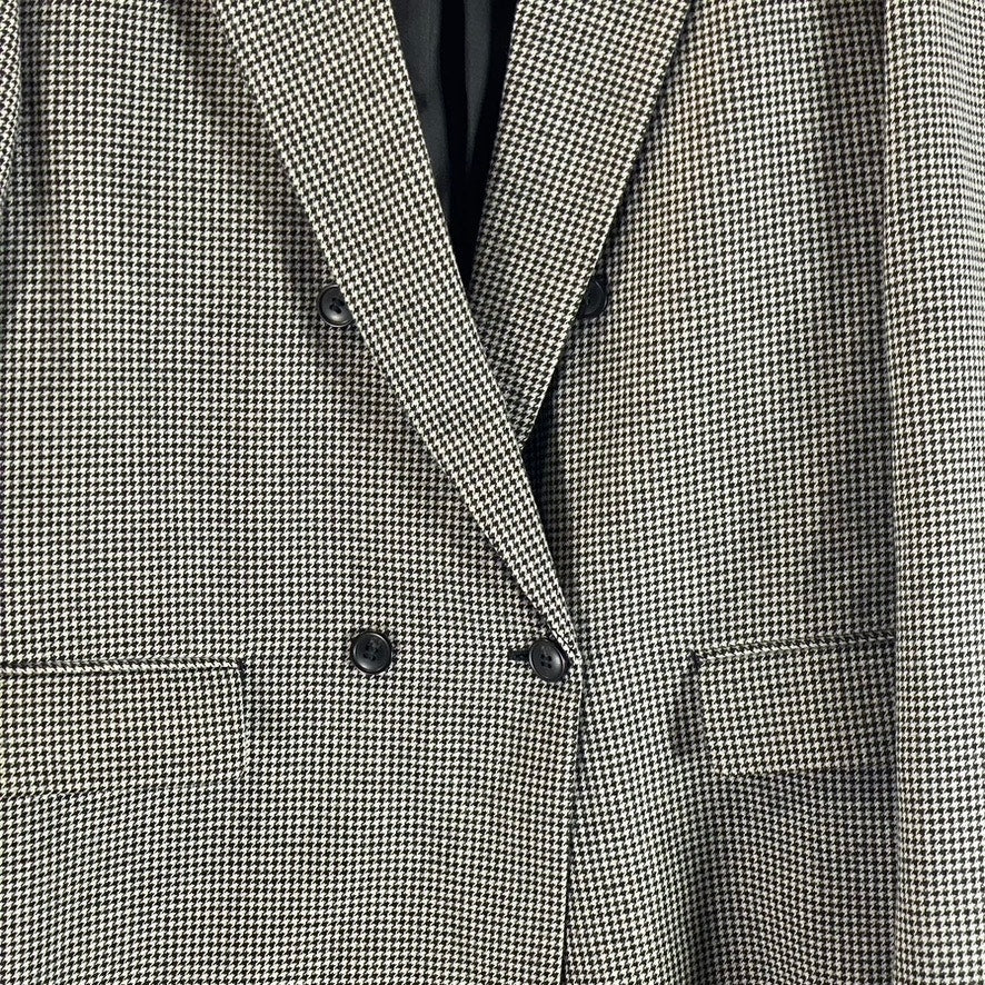 UNIQLO Women's Dark Grey Houndstooth Double Breasted Notch Lapel Blazer SZ XL
