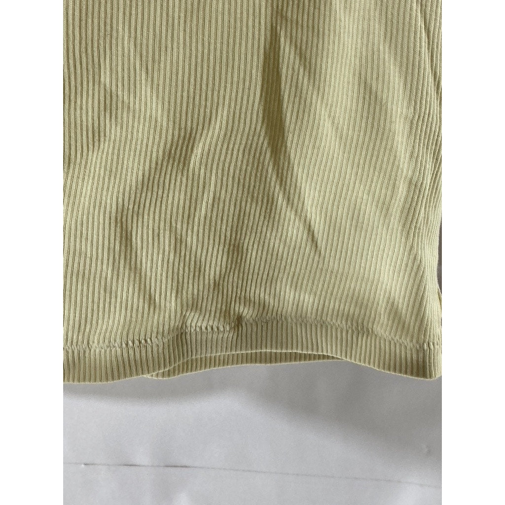 SKIMS Women's Beige Ribbed Scoop-Neck Cropped Tank Top SZ M