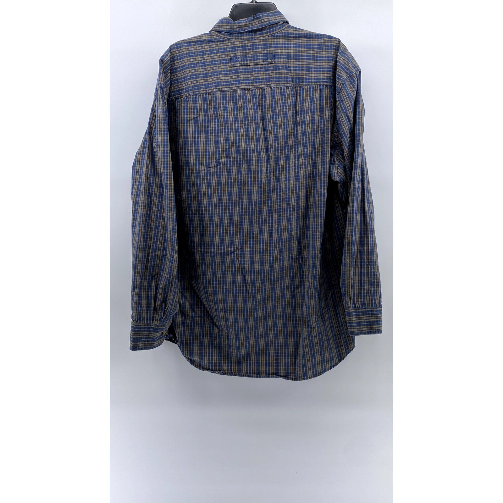 DULUTH TRADING CO. Men's Blue-Yellow Plaid Button-Up Long Sleeve Shirt SZ L