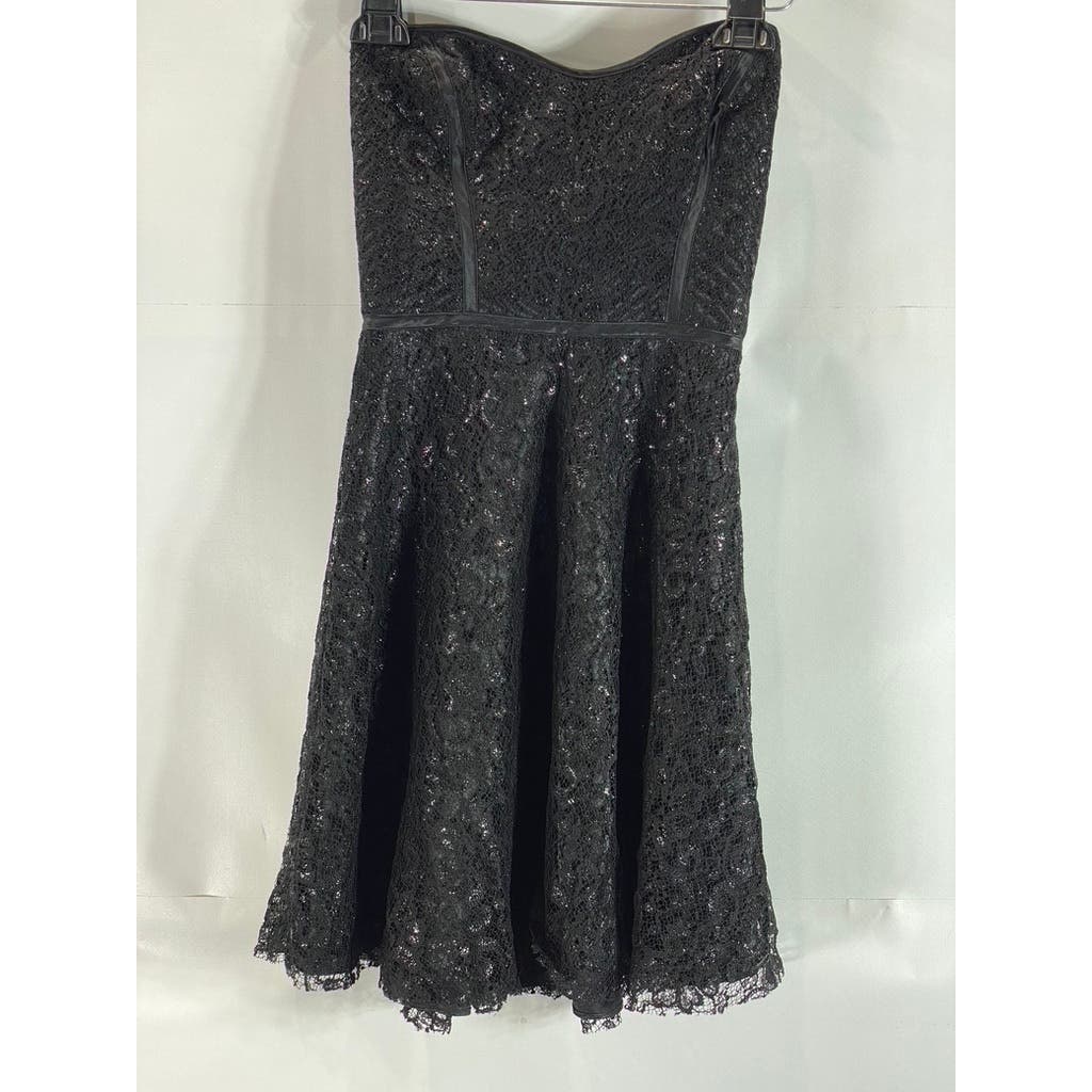 PARKER Women's Black Lace Strapless Fit & Flare Mini Dress SZ XS