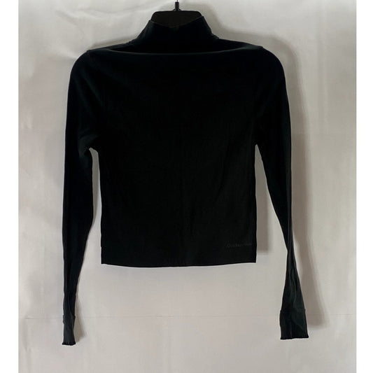 OUTDOOR VOICES Women's Black Rib Long Sleeve Pullover Turtleneck Top SZ S