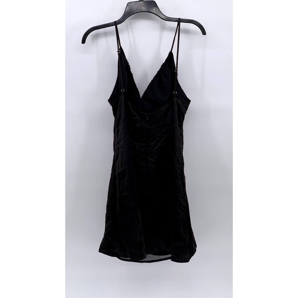 ASTR THE LABEL Women's Black Cinched V-Neck Spaghetti Strap Peony Dress SZ M