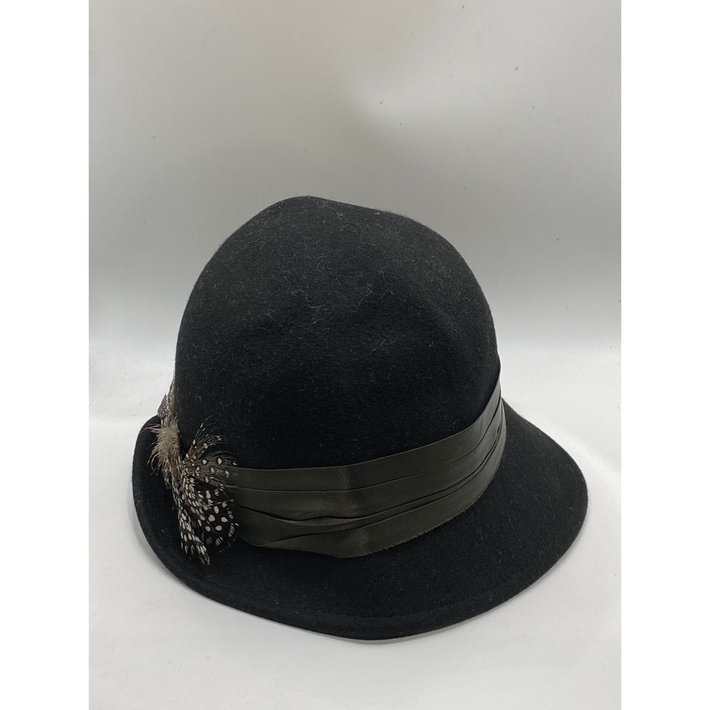 GOORIN BROS. Women's Black Wool Feather Derby Fedora Bowler Hat SZ M