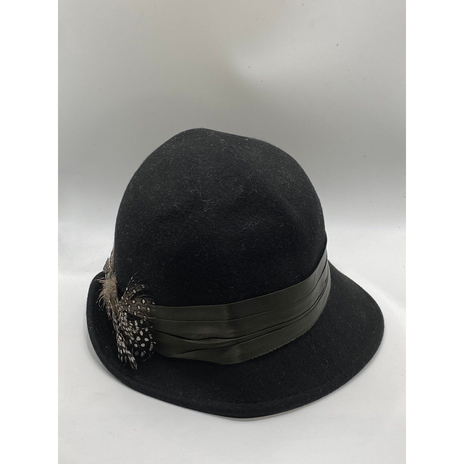 GOORIN BROS. Women's Black Wool Feather Derby Fedora Bowler Hat SZ M