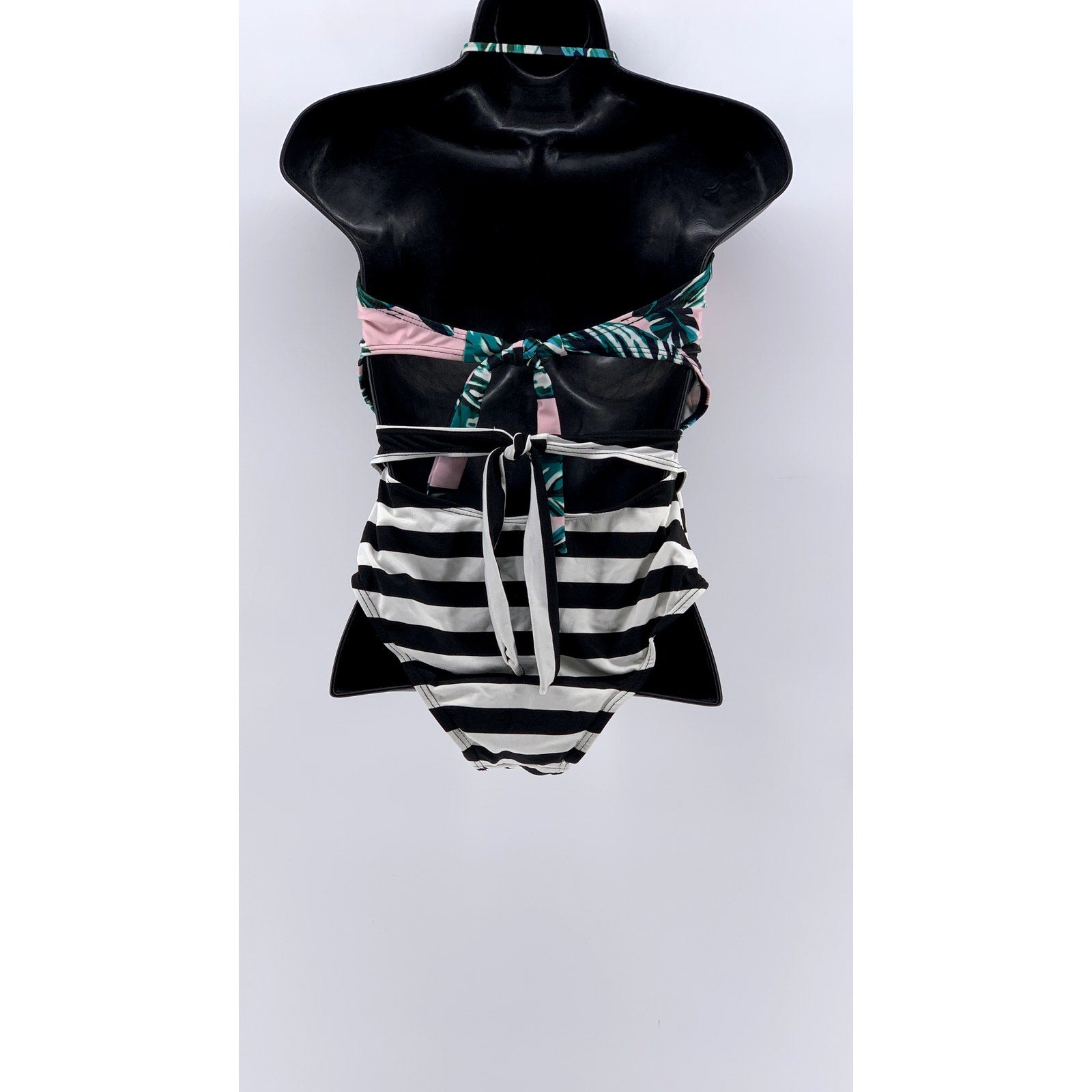 UNBRANDED Women's Multi Striped Tropical Cutout One-Piece Swimsuit SZ S