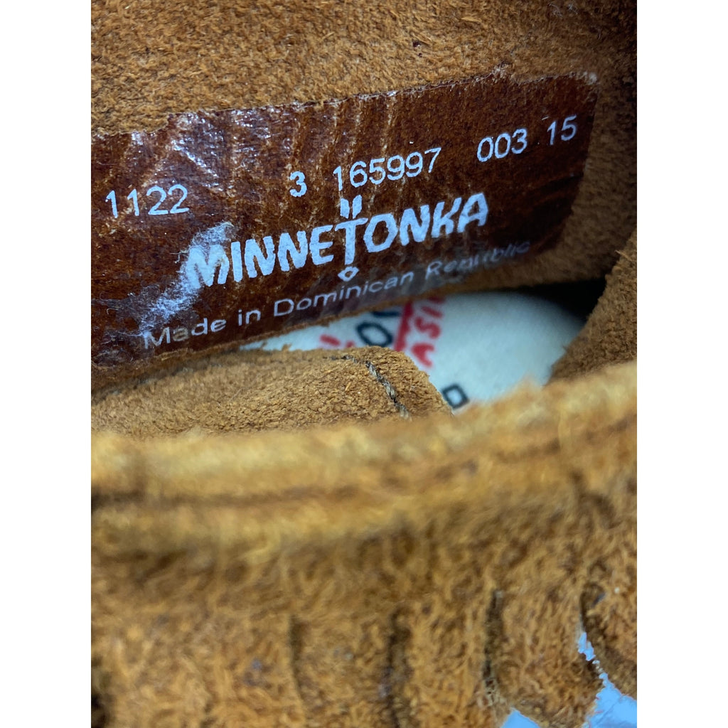MINNETONKA Infant Girls' Brown Leather Pull-On Moccasin Shoes SZ 3