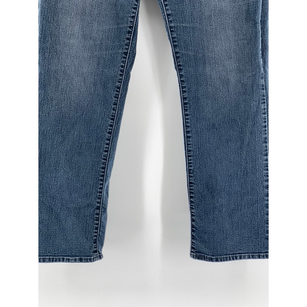LEVI'S Women's Blue Denim Distressed 505 Straight Leg Jeans SZ 14