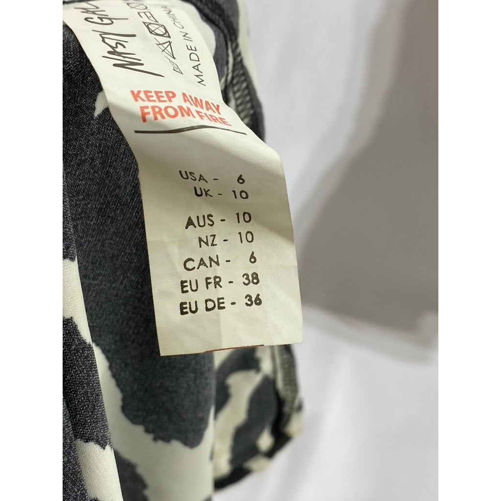 NASTY GAL Women's Black-White Zebra Print Cutout Halter-Neck Maxi Dress SZ 6