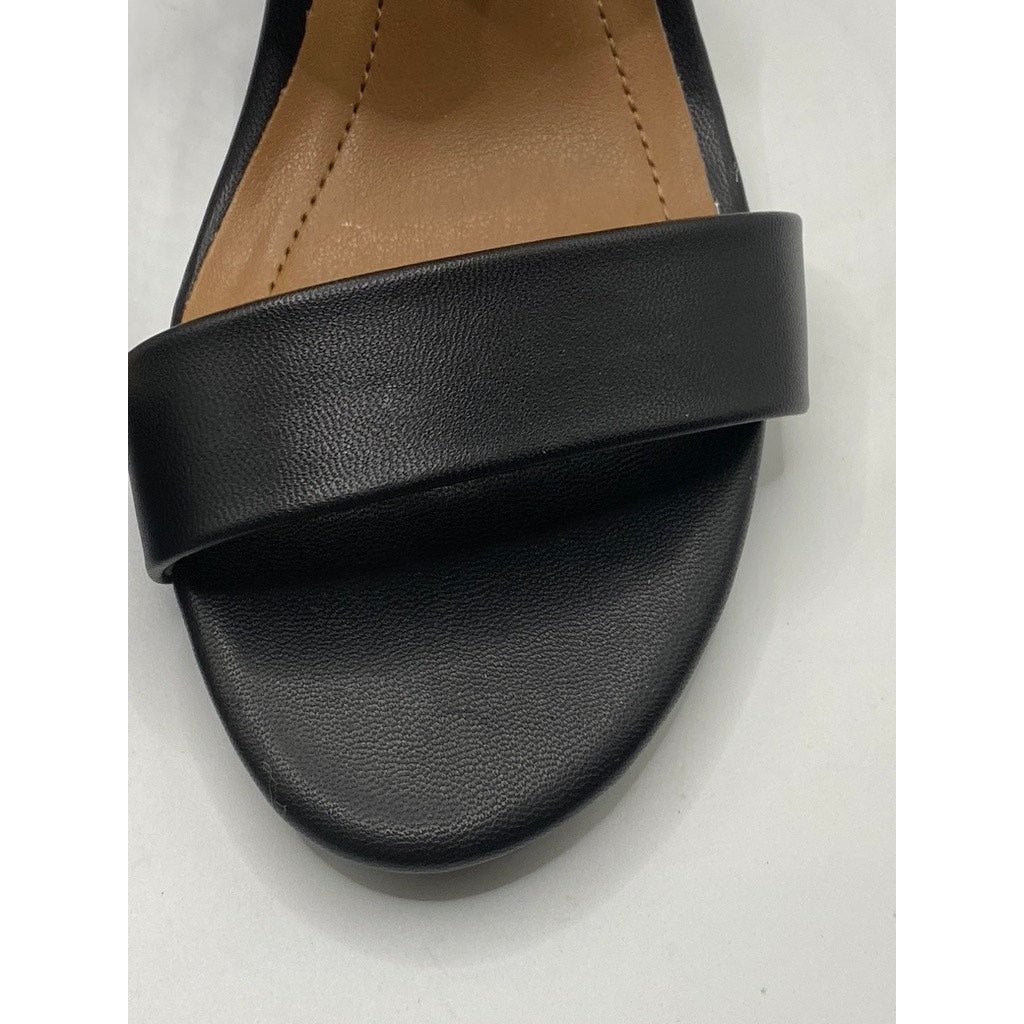 STYLE & CO. Women’s Black Faux-Leather Paysonn  Criss-Cross Open-Toe Heels SZ 6