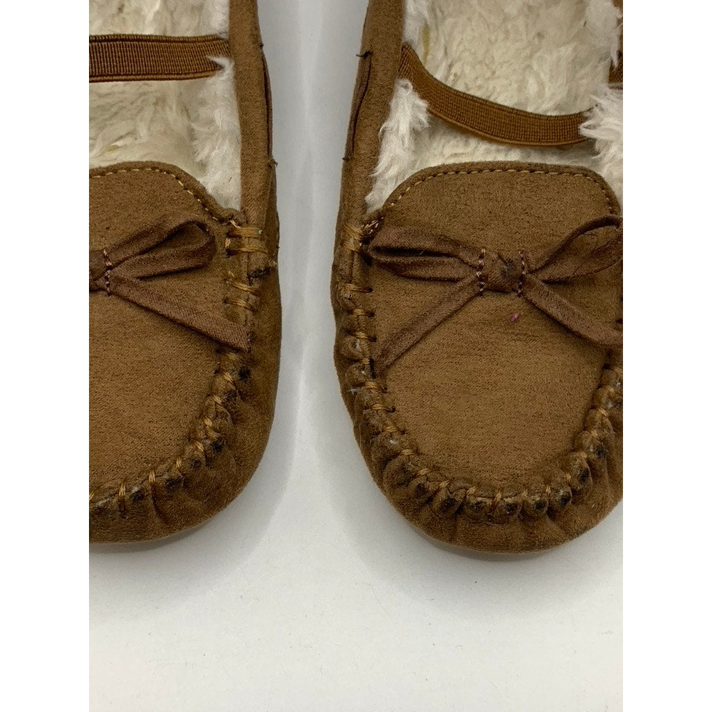 UNBRANDED Little Girls' Tan Faux-Fur Moccasin Slippers SZ 11