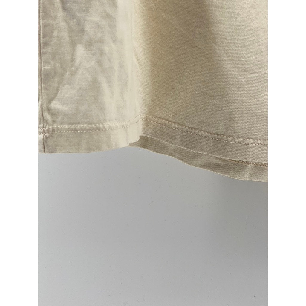 ZARA Women's Cream Crewneck Positive Effect Casual Cotton Sleeveless Tank SZ S