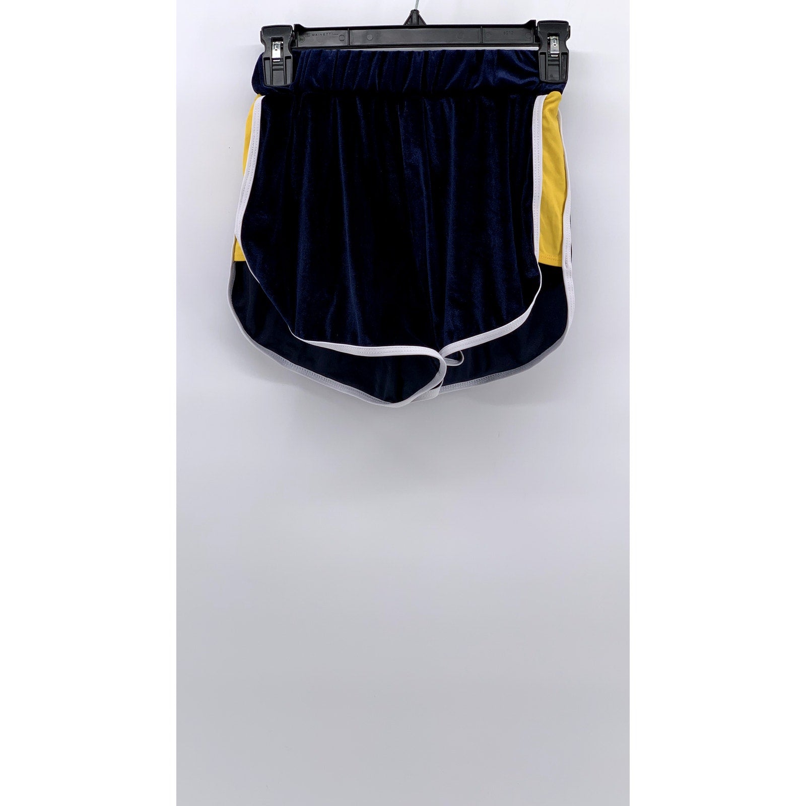 UNBRANDED Women's Blue-Yellow Striped Velvet Shorts SZ M