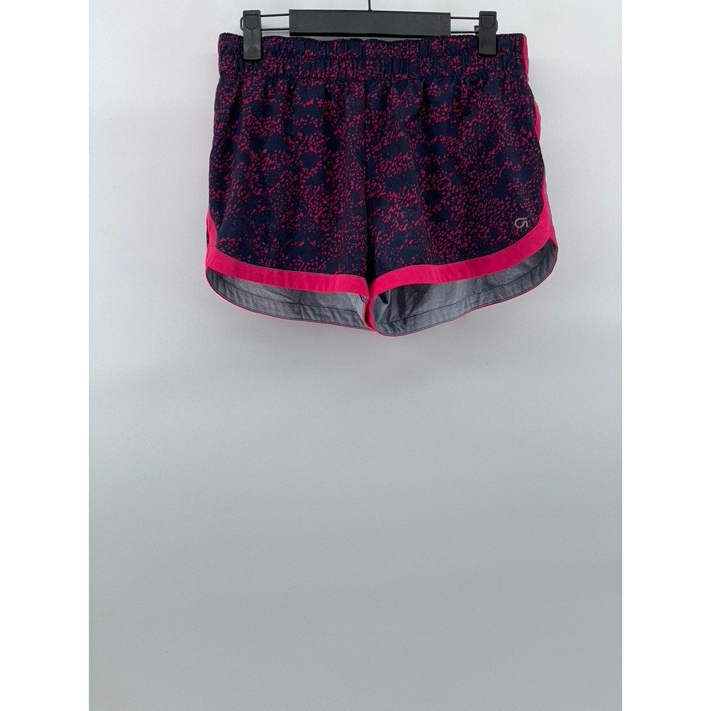 GAPFIT Women’s Pink-Navy Printed Elastic Waist Pull-On Running Shorts SZ S