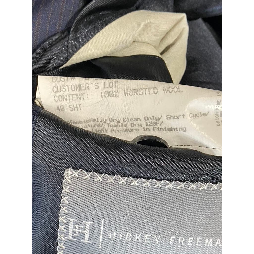 HICKEY FREEMAN Men's Navy Short Striped Two-Button Worsted Wool Suit Jacket SZ40