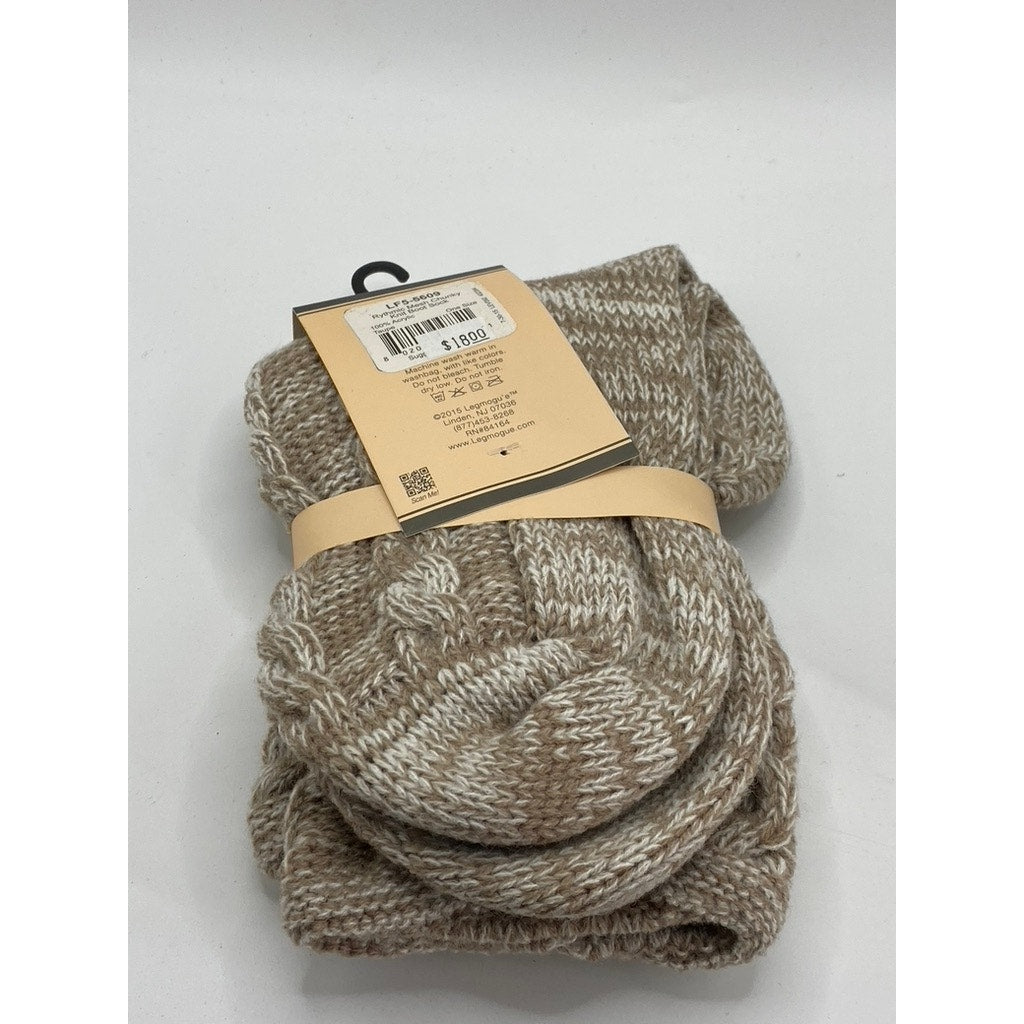 LEGMOGU'E Women's Taupe Rhythmic Mesh Chunky Knit Textured Boot Socks SZ OS