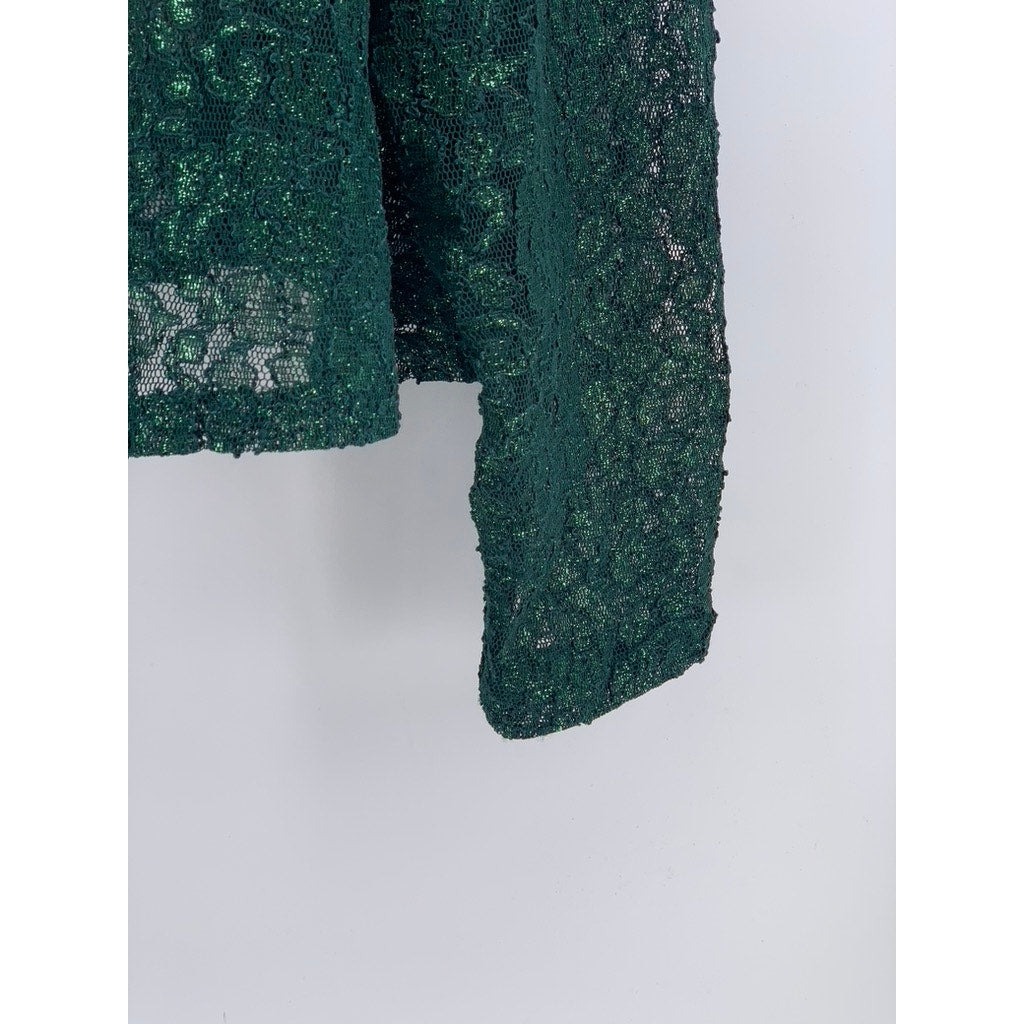 SHARADE NITES Women's Vintage Plus Dark Green Floral Lace Cardigan SZ 20W