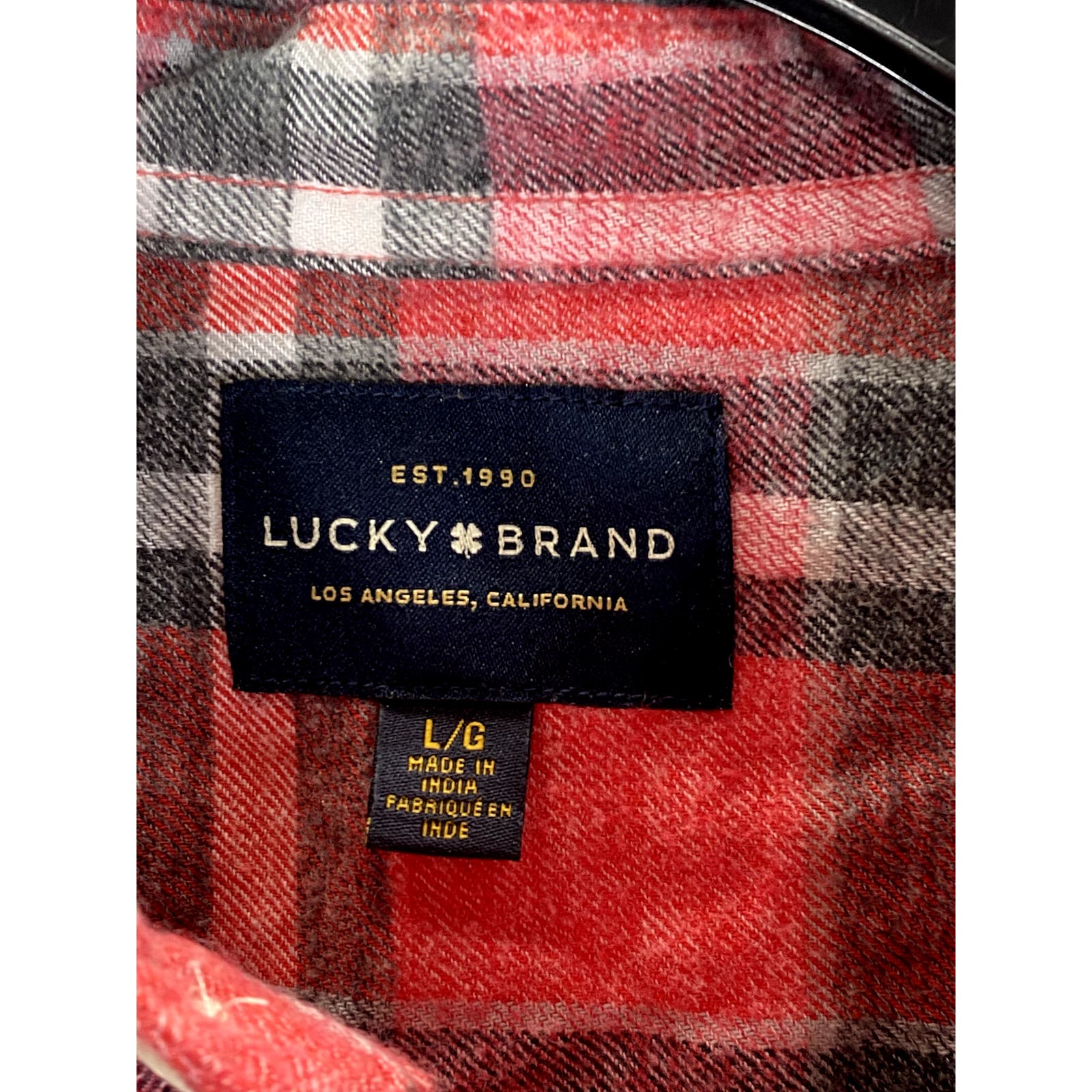 LUCKY BRAND Men's Red Plaid Humboldt Workwear Button-Up Long Sleeve  Shirt SZ L