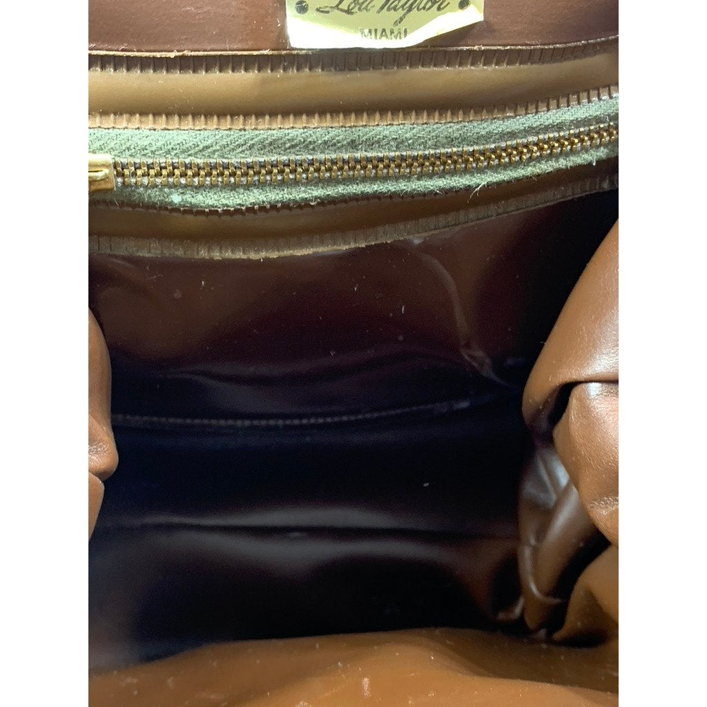 LOU TAYLOR MIAMI Women's Dark Brown Vintage 60's Faux Leather Handbag