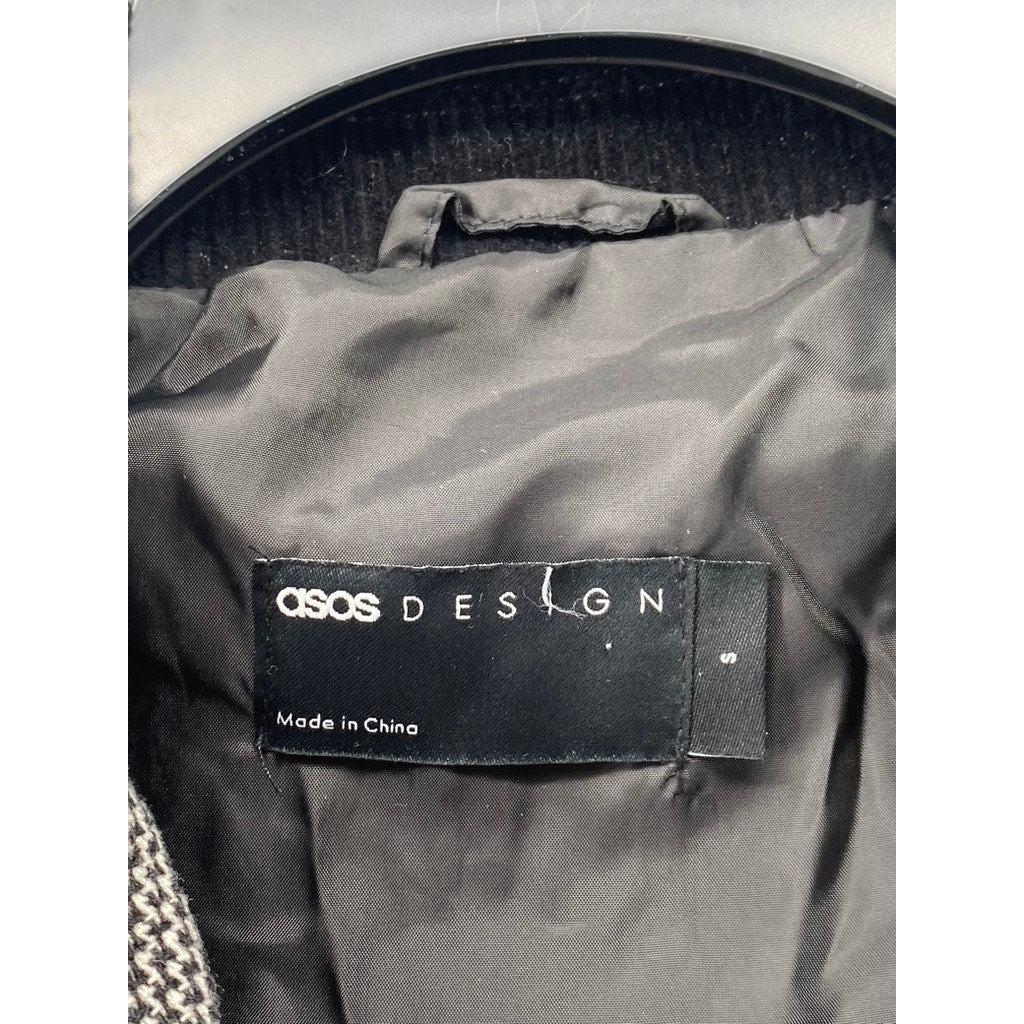 ASOS DESIGN Men's Gray Wool Look Textured Harrington Zip-Up Collared Jacket SZ S