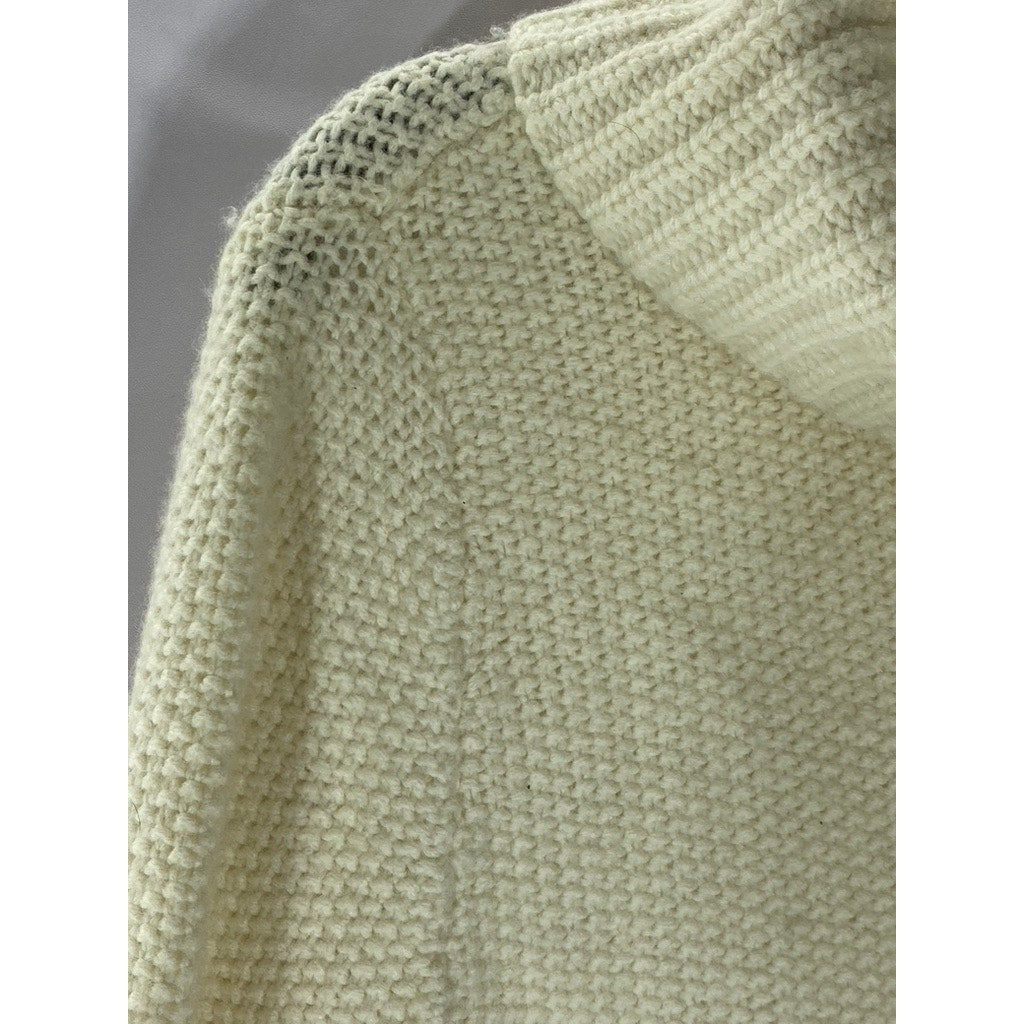 MADEWELL Women's Beige Varick Crochet Knit Turtleneck Sweater SZ L