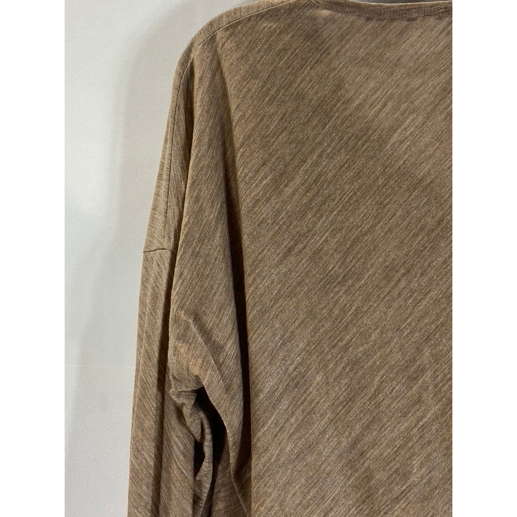 MASSIMO DUTTI Women's Tan V-Neck Long Sleeve Top SZ S