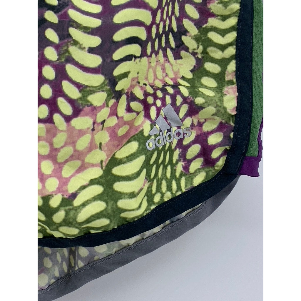 ADIDAS Women's Green Printed Climalite Elastic Waist Active Running Shorts SZ S